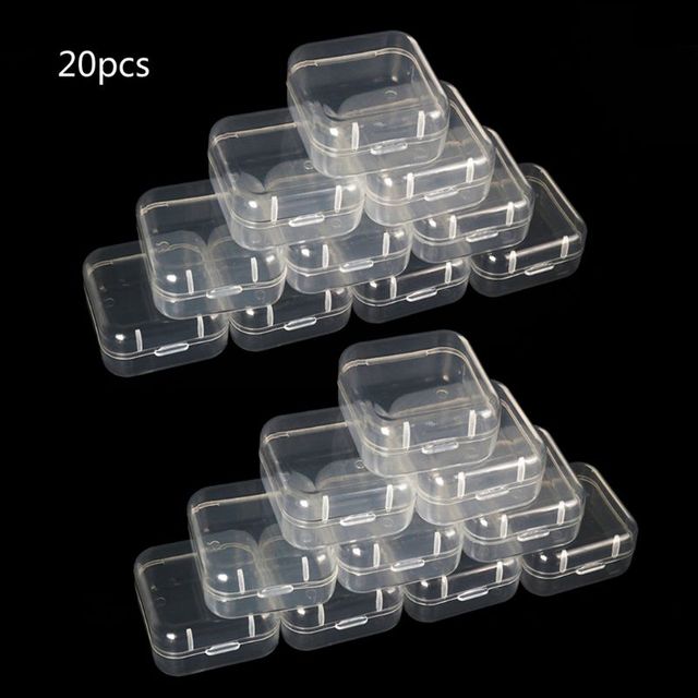 20Pcs Square Mini Clear Plastic Storage Containers Box with Lids